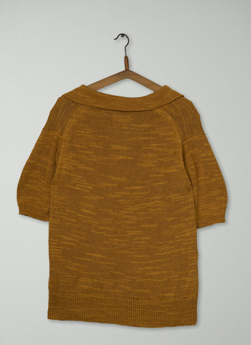 Reworn Cotton Linen Knitted Top Size L (653) | Dhal