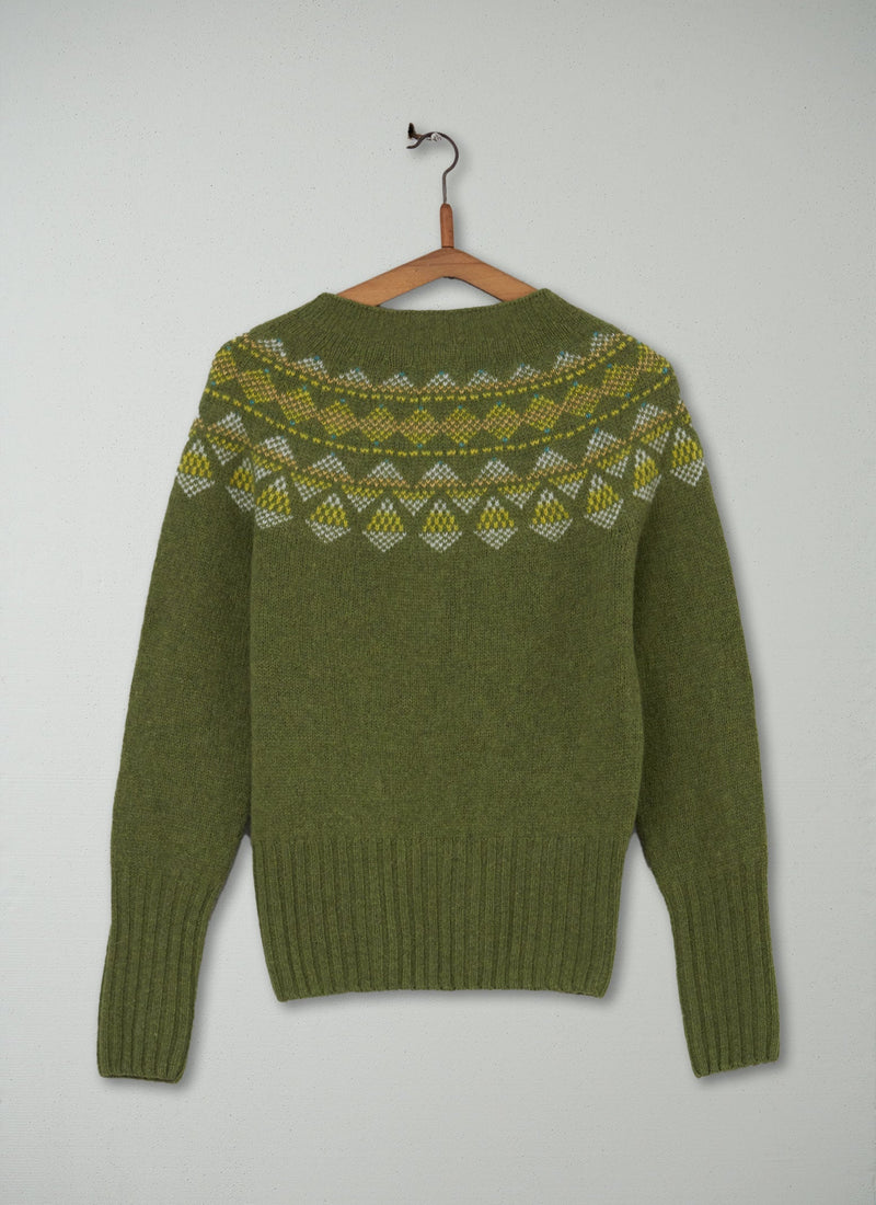 Reworn Jacquard Neat Sweater Size XS (150) | Olive Grove Multi