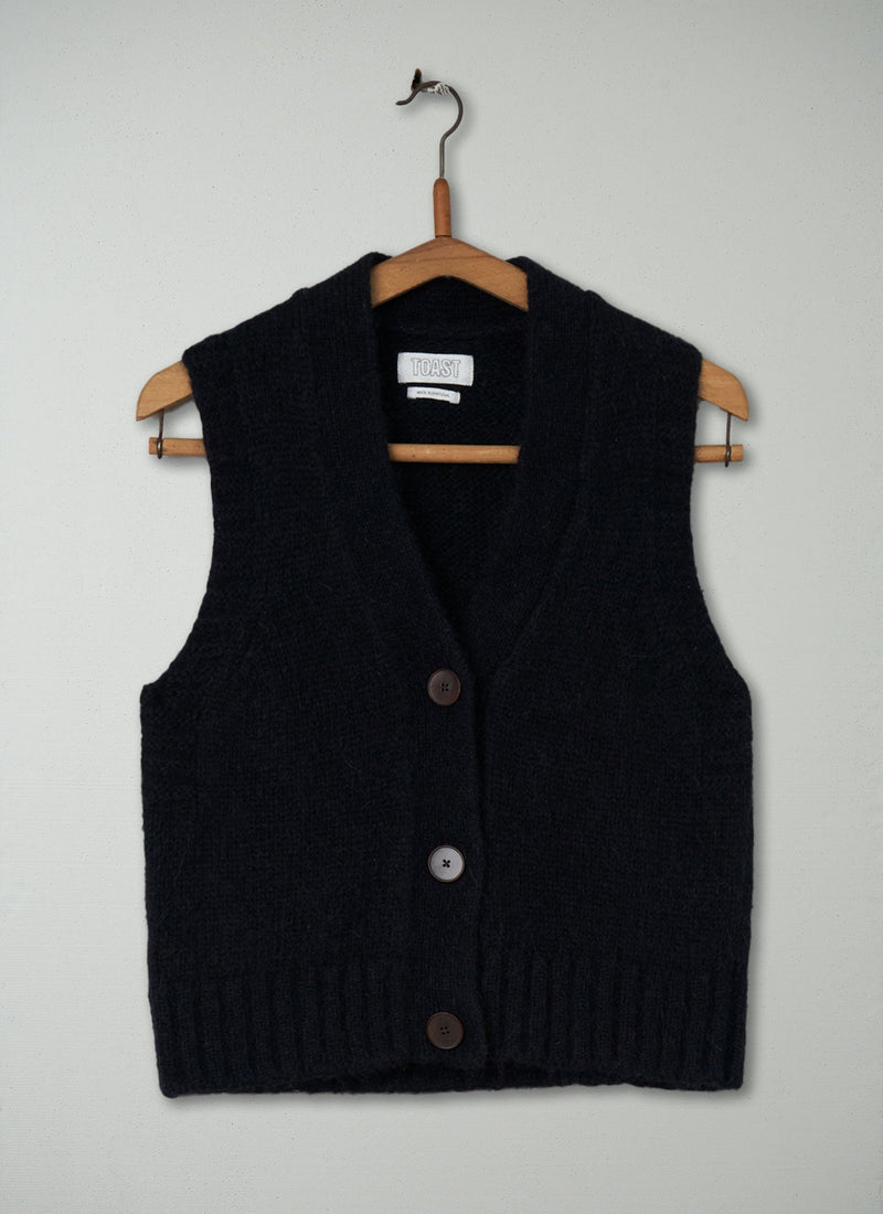 Reworn Alpaca Blend Knitted Tank Size XS (144) | Navy