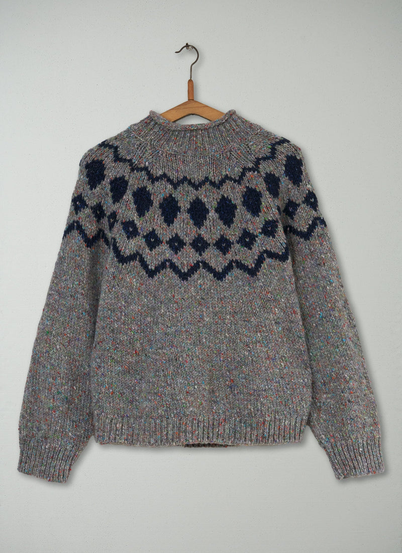 Reworn Graphic Yoke Sweater Size M (175) | Multi
