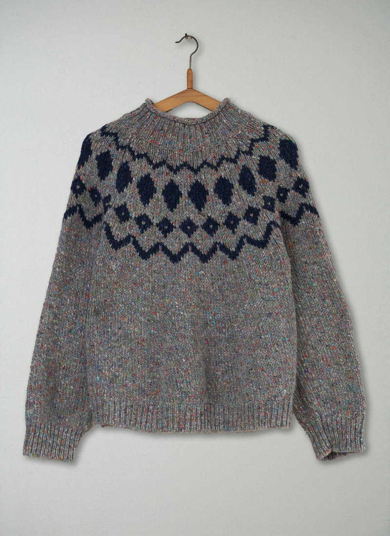 Reworn Graphic Yoke Sweater Size M (175) | Multi