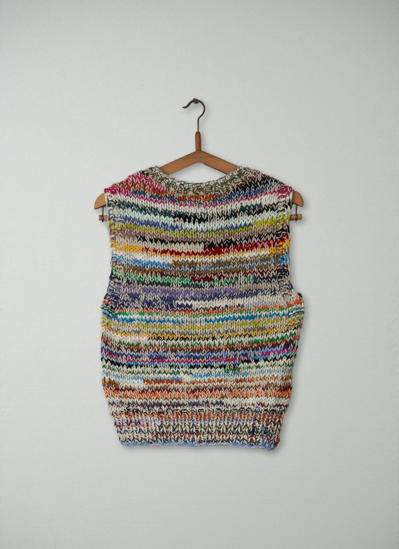 Reworn Repurposed Yarn Knitted Tank Size XXS/XS (049) | Multi
