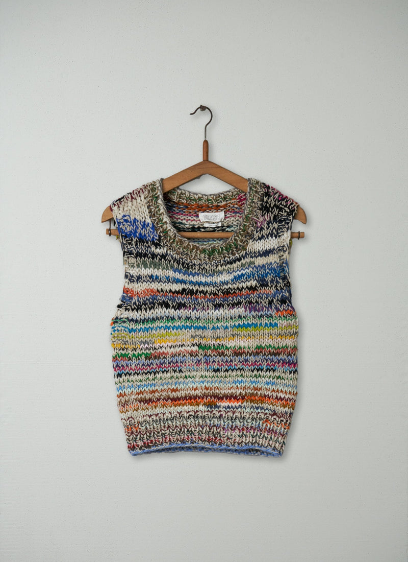 Reworn Repurposed Yarn Knitted Tank Size XXS/XS (049) | Multi