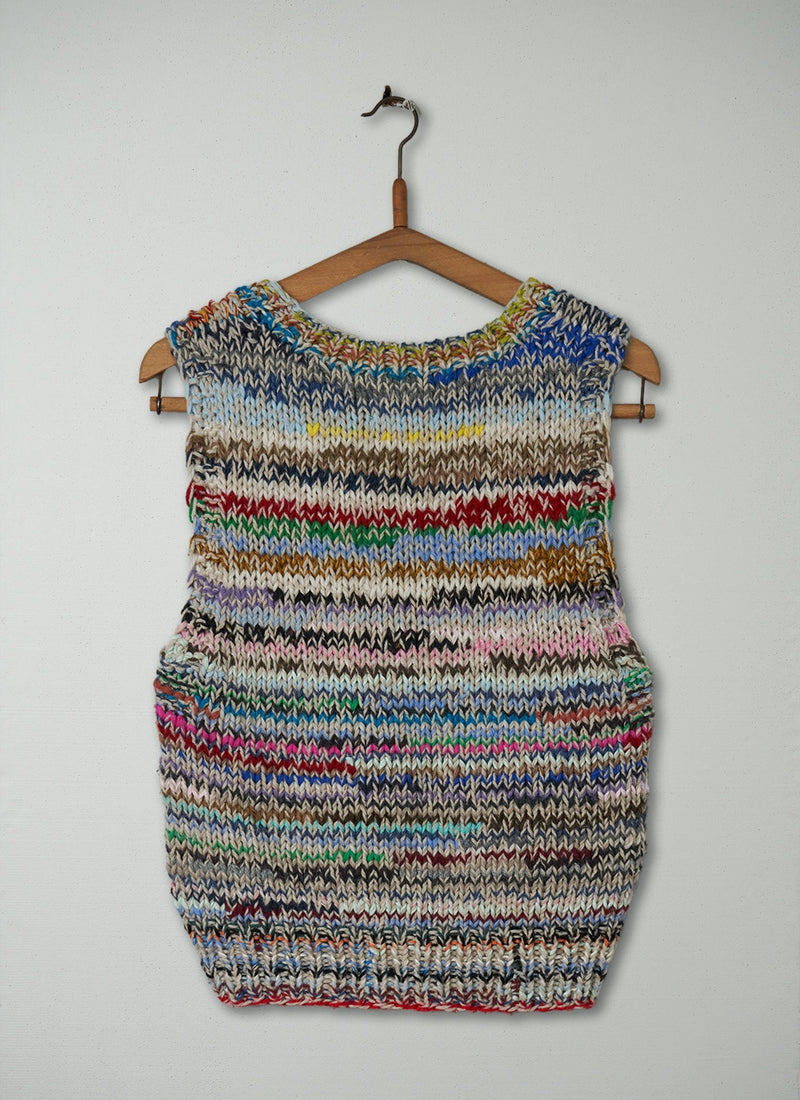 Reworn Repurposed Yarn Knitted Tank Size XXSXS (137) | Multi