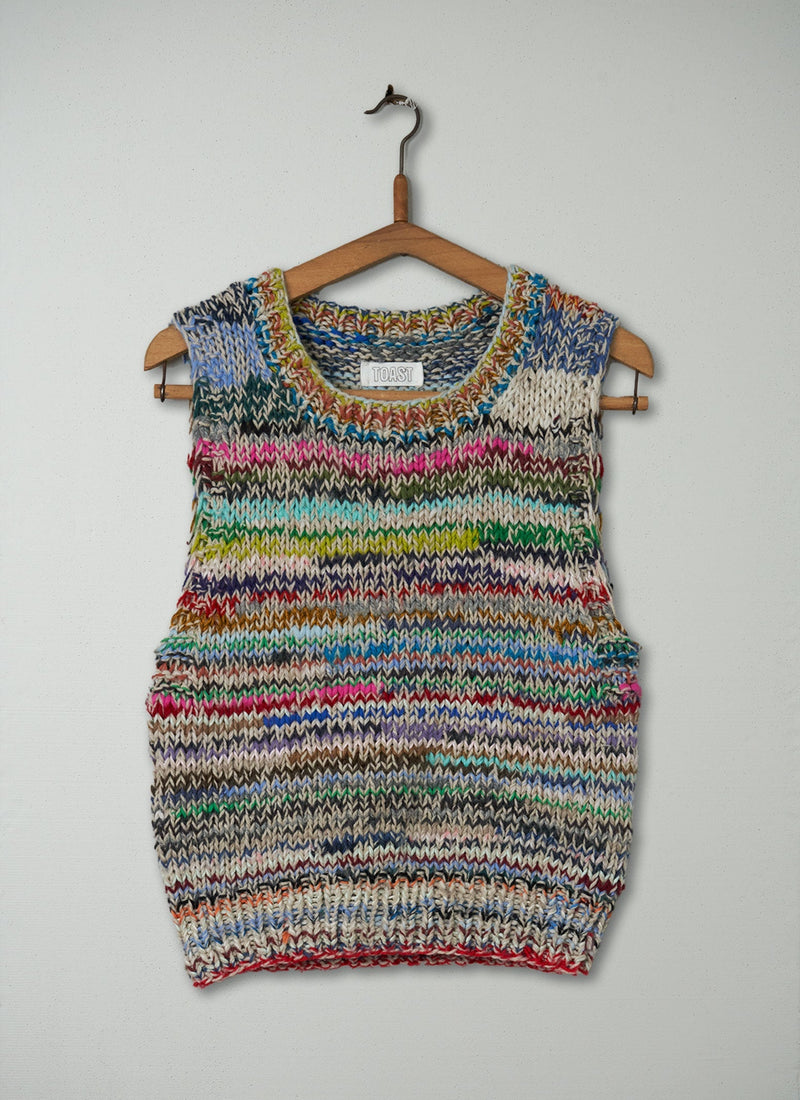 Reworn Repurposed Yarn Knitted Tank Size XXSXS (137) | Multi