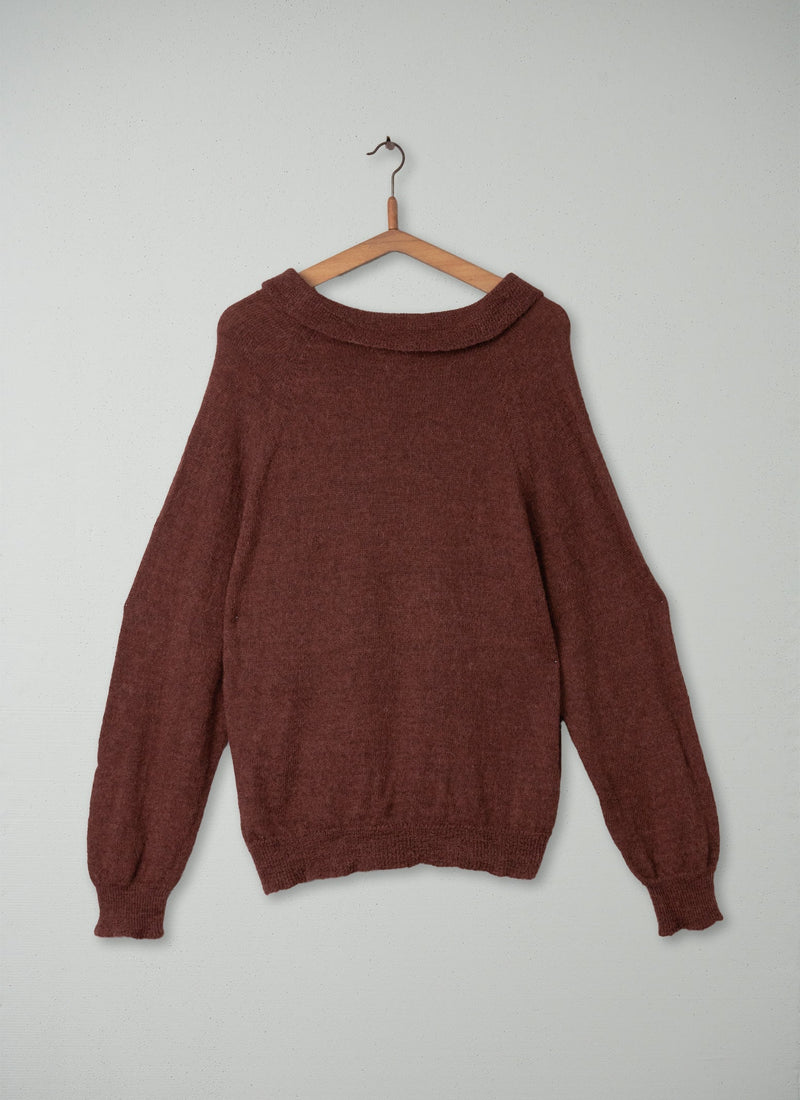 Reworn Round Collar Sweater Size XL (109) | Dark Terracotta
