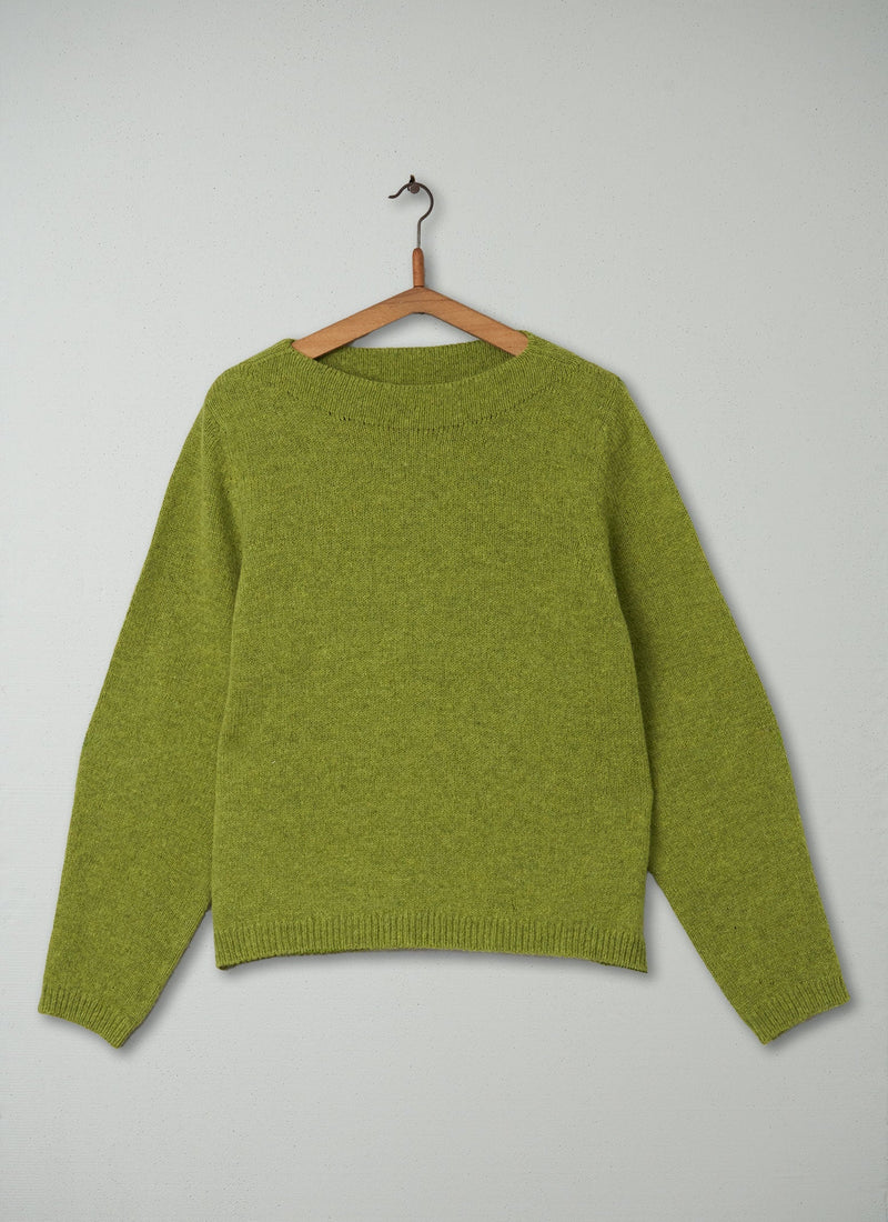 Reworn Boat Neck Sweater Size L (125) | Lime