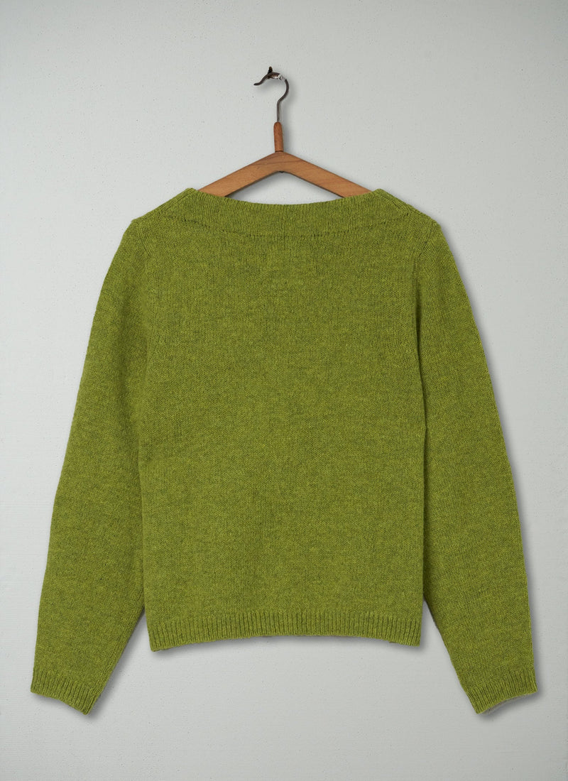 Reworn Boat Neck Sweater Size M (135) | Lime