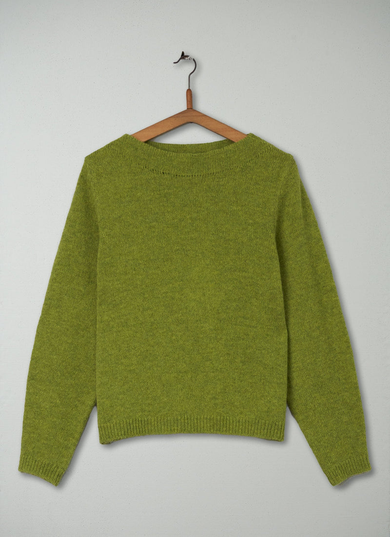 Reworn Boat Neck Sweater Size M (135) | Lime