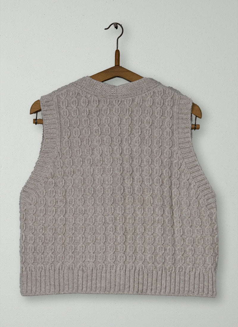 Reworn Chunky Cotton Knitted Tank Size L (617) | Oat