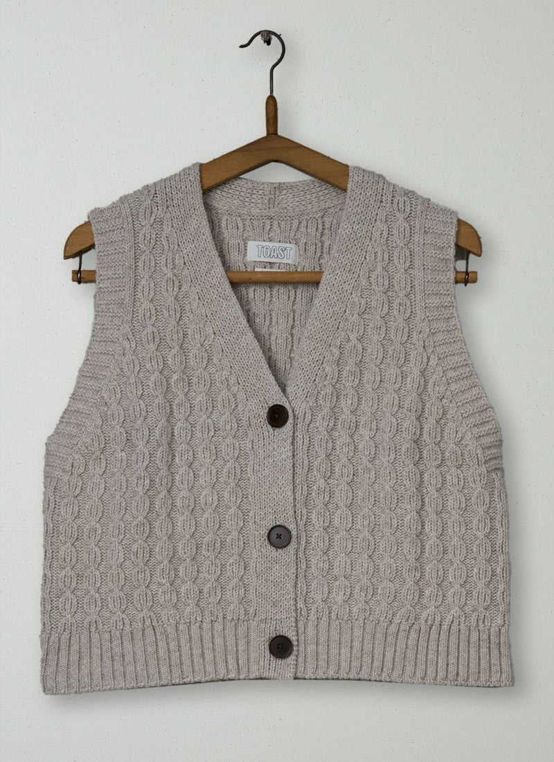 Reworn Chunky Cotton Knitted Tank Size L (617) | Oat