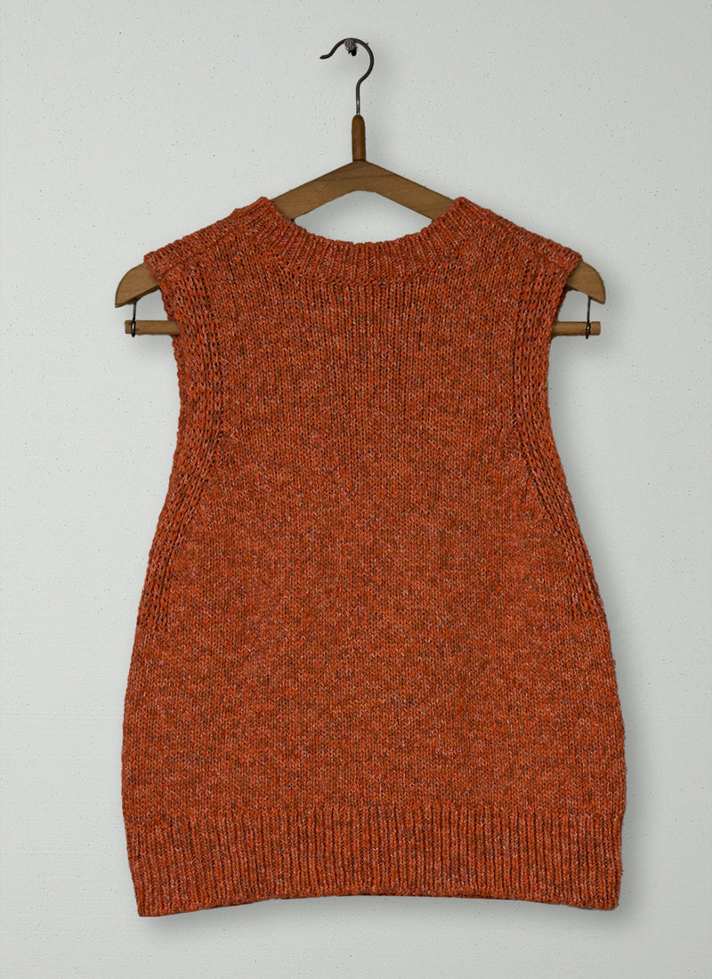 Reworn Chunky Cotton Knitted Tank Size S (538) | Nasturtium