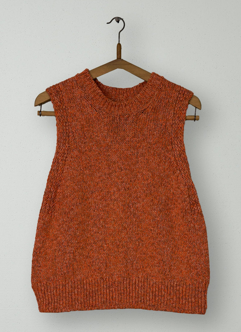 Reworn Chunky Cotton Knitted Tank Size S (538) | Nasturtium