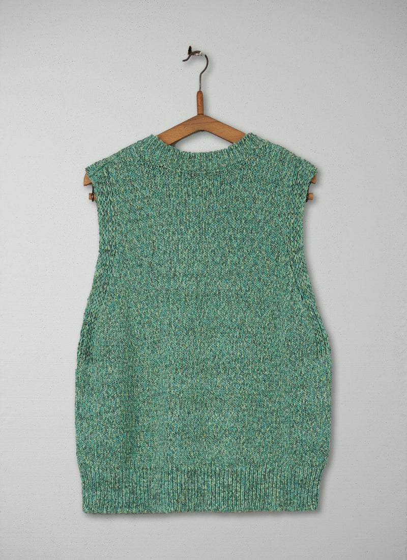 Reworn Chunky Cotton Knitted Tank Size XL (151) | Turquoise