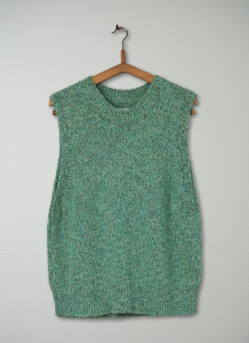 Reworn Chunky Cotton Knitted Tank Size XL (151) | Turquoise