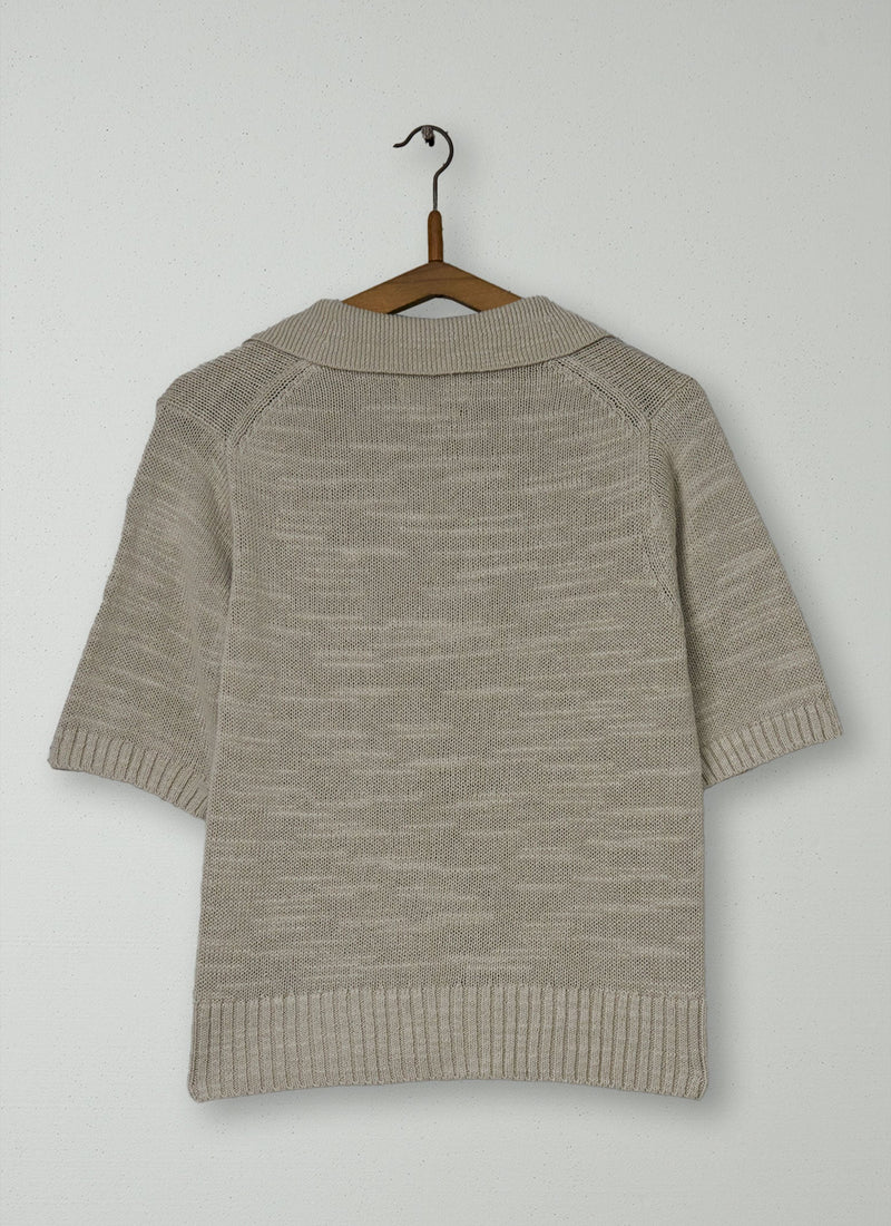 Reworn Cotton Linen Sweater Size S (540) | Parchment