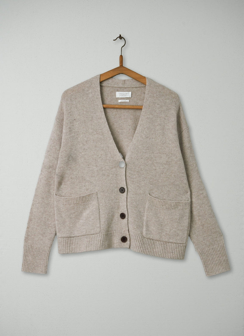 Reworn Wool Cashmere Cardigan Size S (111) | Putty