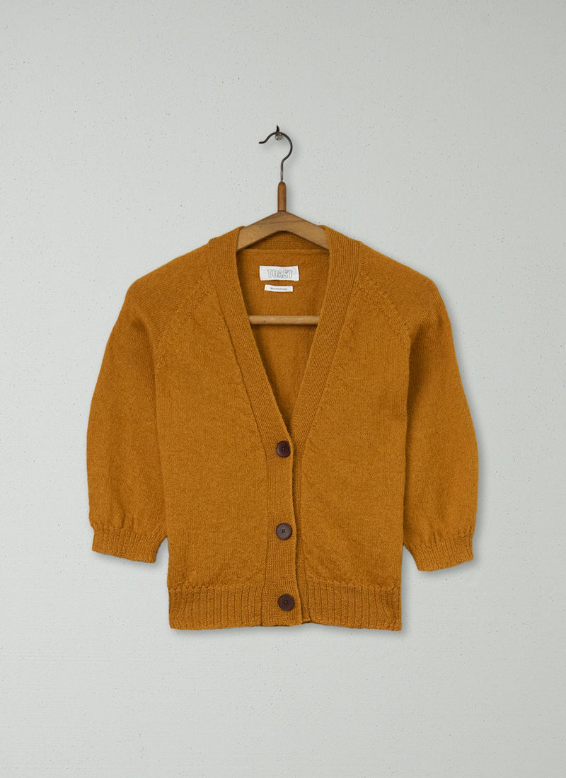 Reworn Half Sleeve Alpaca Cardigan Size S (518) | Butternut