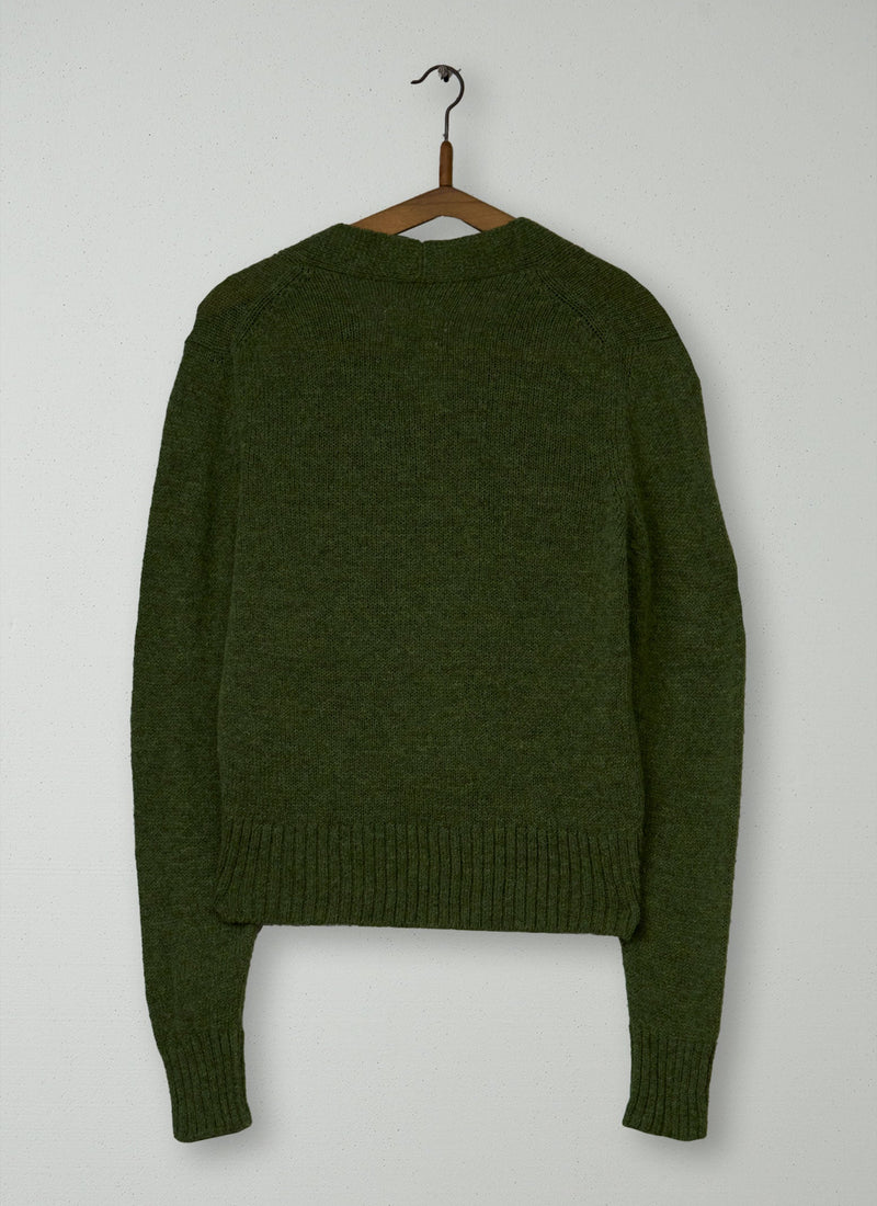 Reworn V Neck Wool Cardigan Size S (512) | Dark Apple
