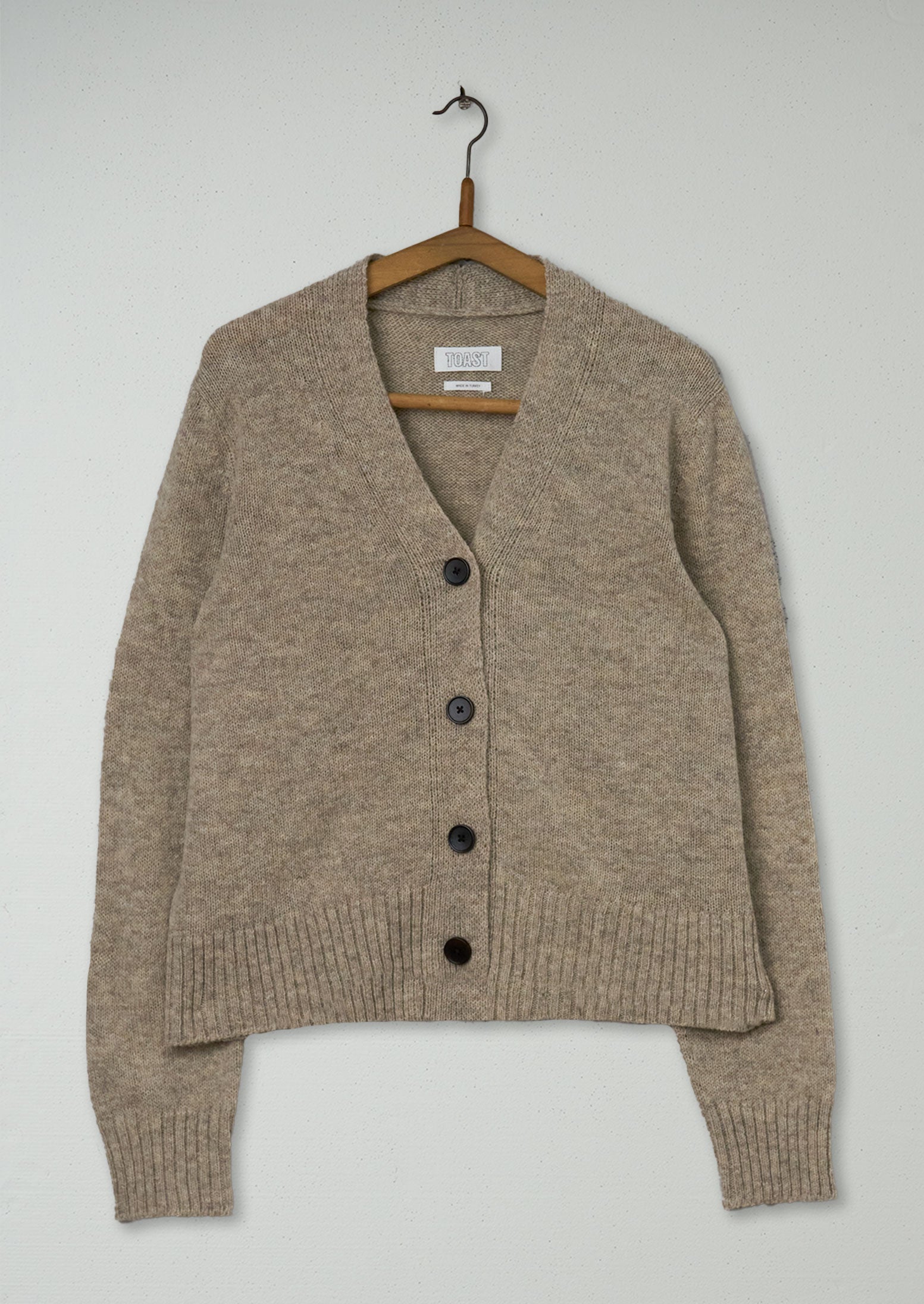 Reworn Wool Neat Cardigan Size XL (365) | Oatmeal