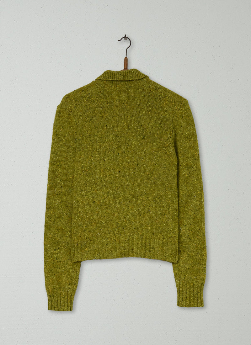 Reworn Donegal Wool Cardigan Size M (438) | Lime