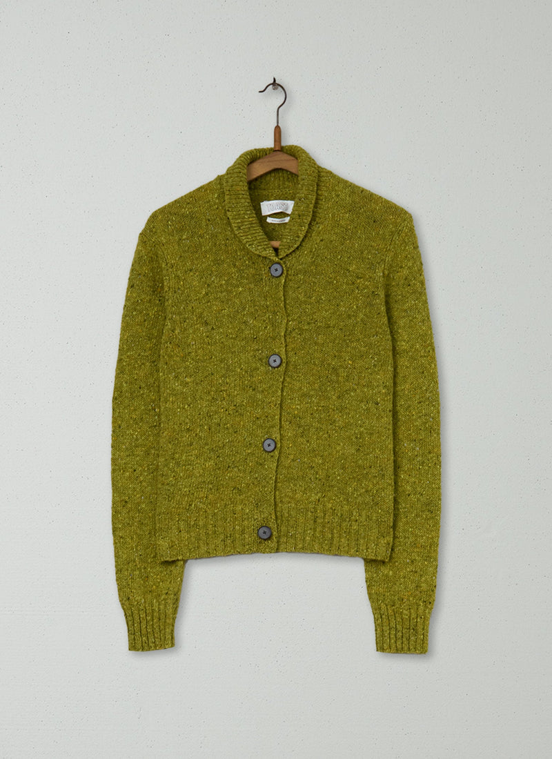 Reworn Donegal Wool Cardigan Size XS (473) | Lime