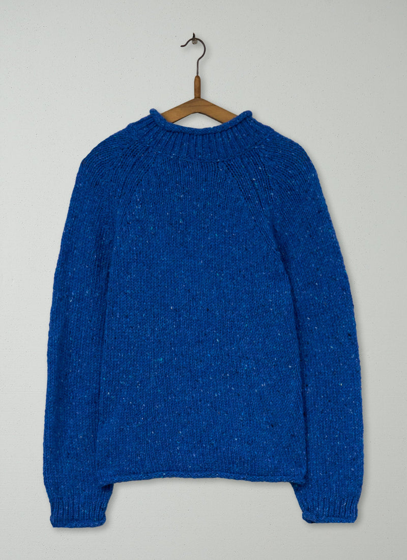 Reworn Donegal Wool Sweater Size M (422) | Neptune Blue