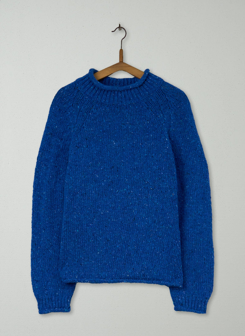 Reworn Donegal Wool Sweater Size M (422) | Neptune Blue