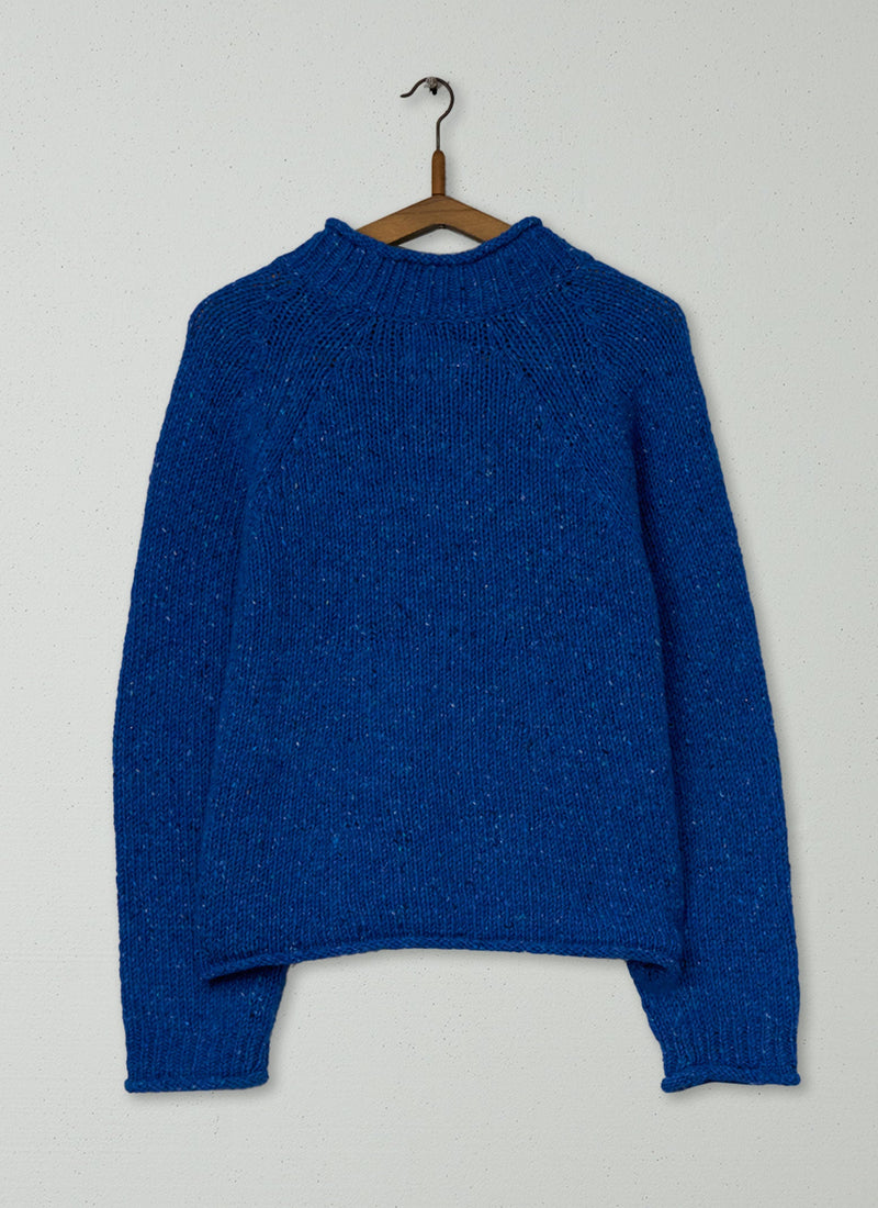 Reworn Donegal Wool Sweater Size M (494) | Neptune Blue