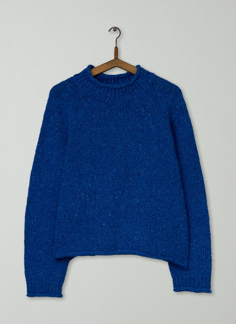 Reworn Donegal Wool Sweater Size M (494) | Neptune Blue