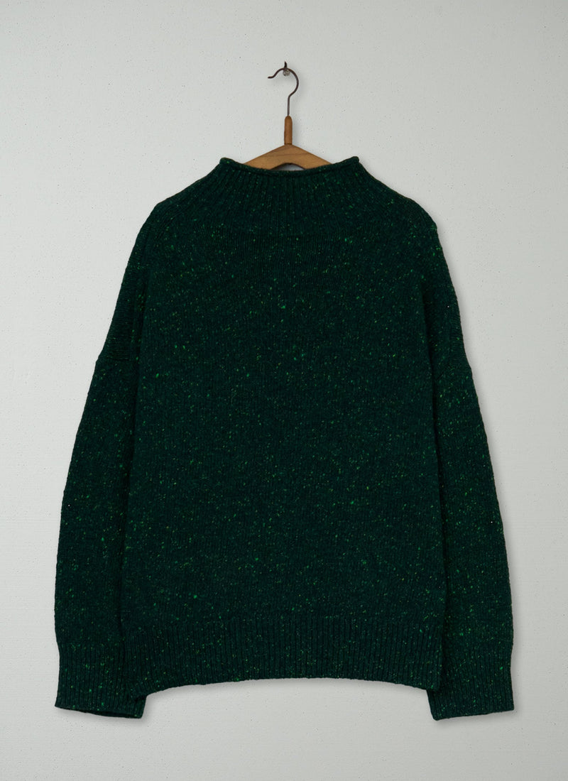 Reworn Wool Cashmere High Neck Sweater Size SM (439) | Emerald