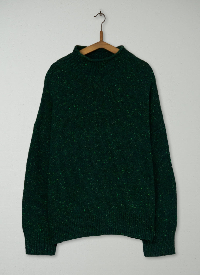 Reworn Wool Cashmere High Neck Sweater Size SM (439) | Emerald