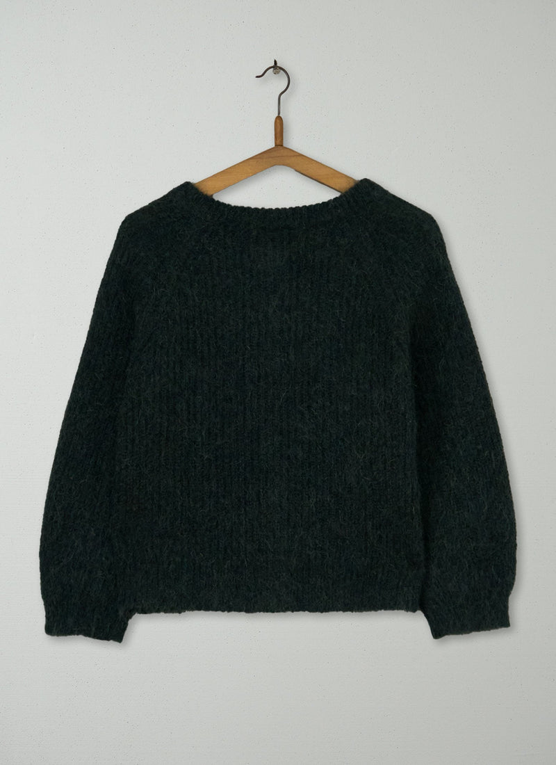 Reworn Mohair Blend Cardigan Size M (407) | Deep Forest