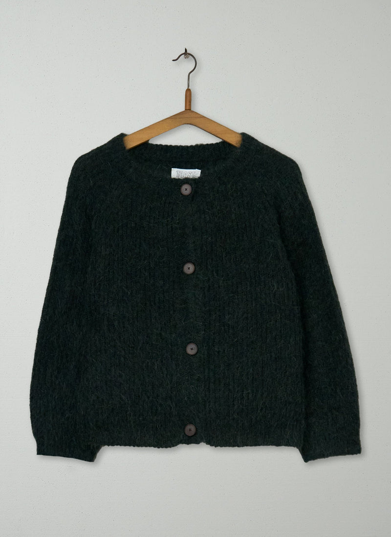 Reworn Mohair Blend Cardigan Size M (407) | Deep Forest