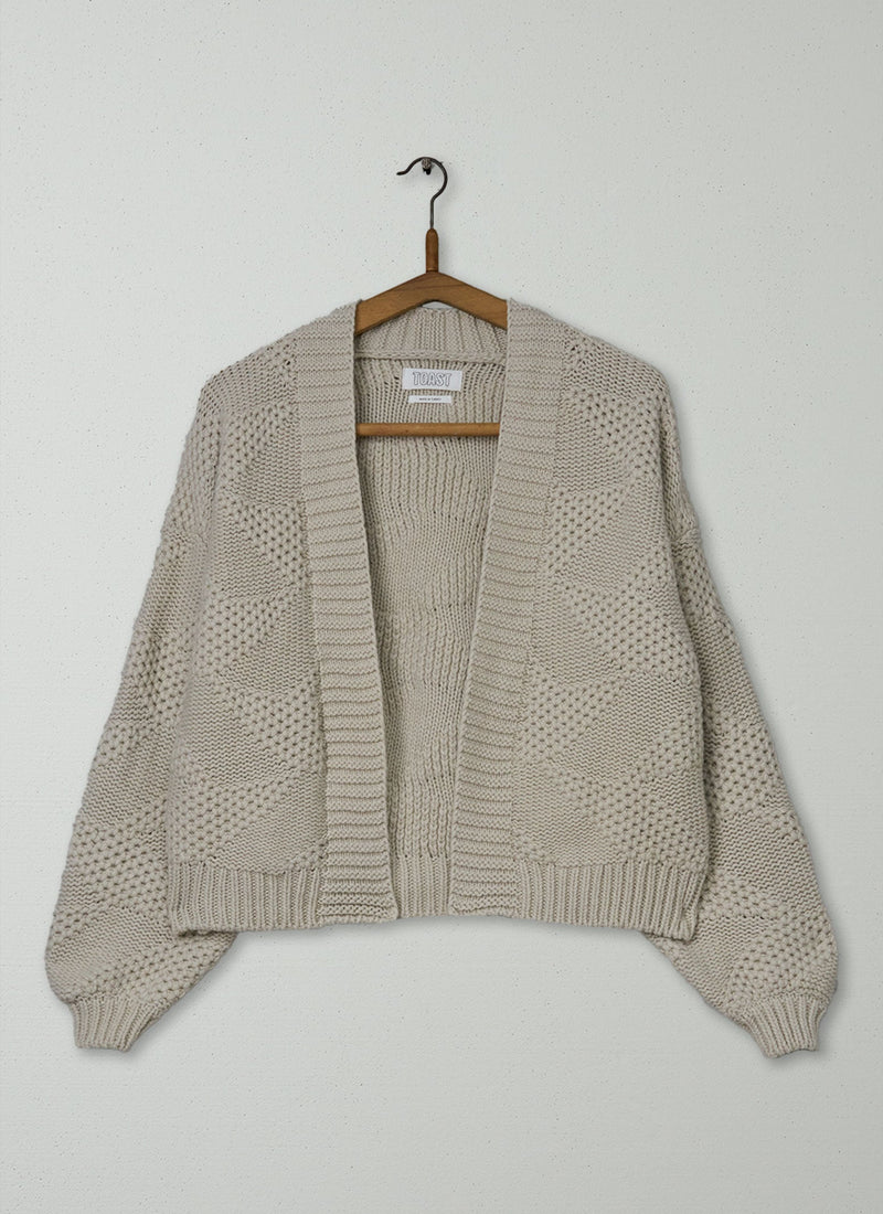 Reworn Textured Easy Cardigan Size S (572) | Bone