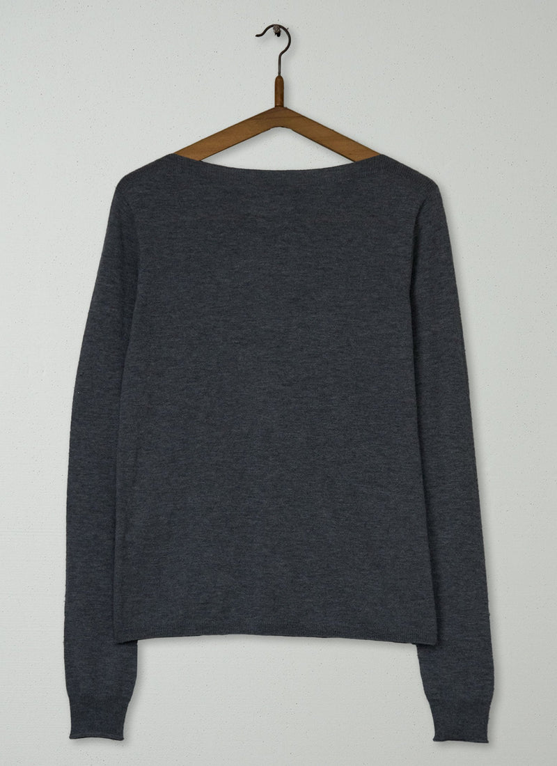 Reworn Wool Cashmere Sweater Size M (496) | Grey Melange