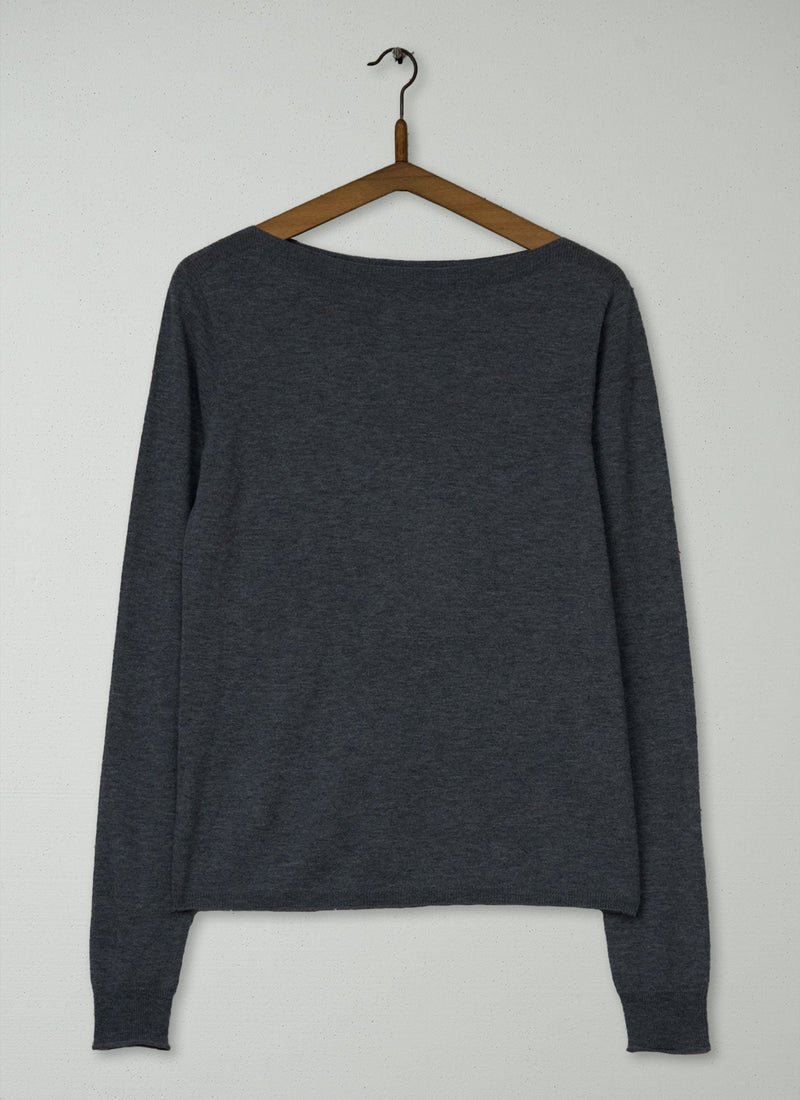 Reworn Wool Cashmere Sweater Size M (496) | Grey Melange