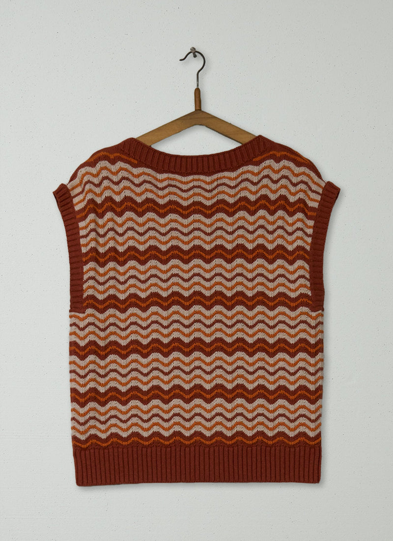 Reworn Wave Stripe Knitted Top Size M (451) | Multi
