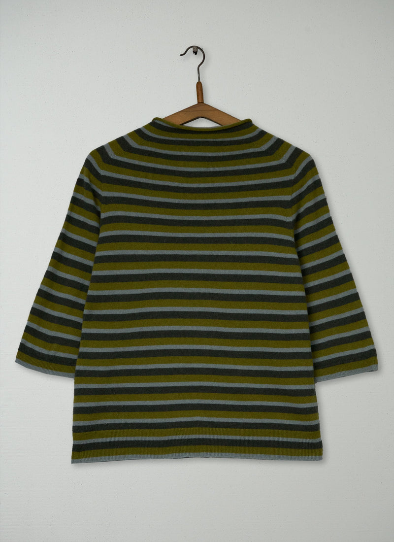 Reworn Wool Cashmere Half Sleeve Sweater Size M (642) | Multi