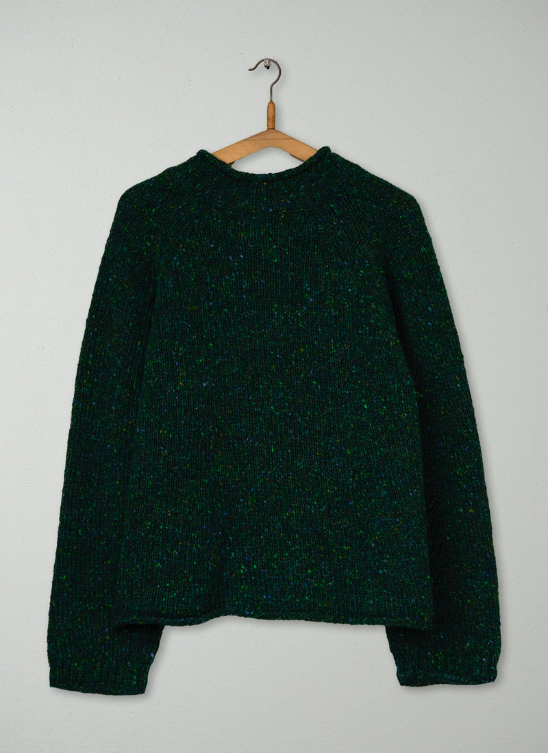 Reworn Donegal Wool Sweater Size L (659) | Emerald