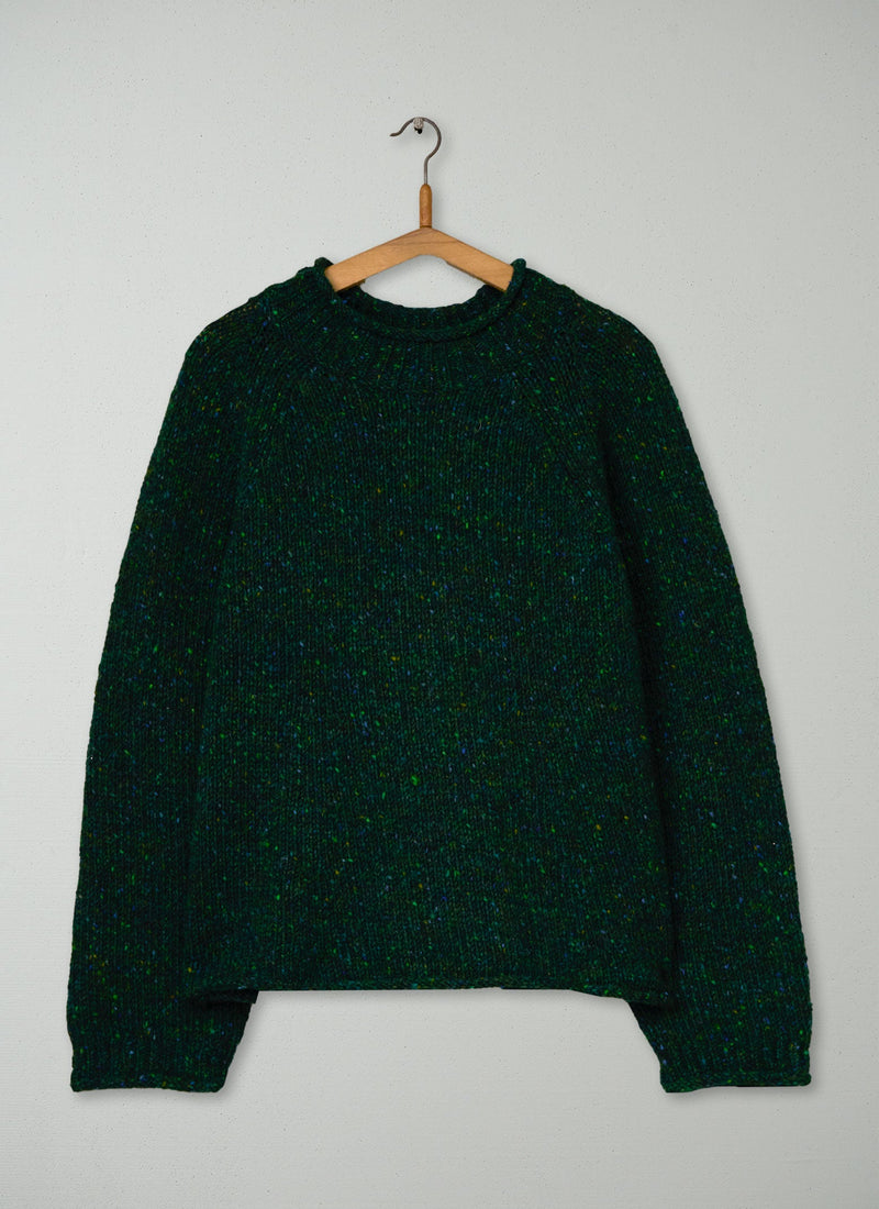 Reworn Donegal Wool Sweater Size L (659) | Emerald
