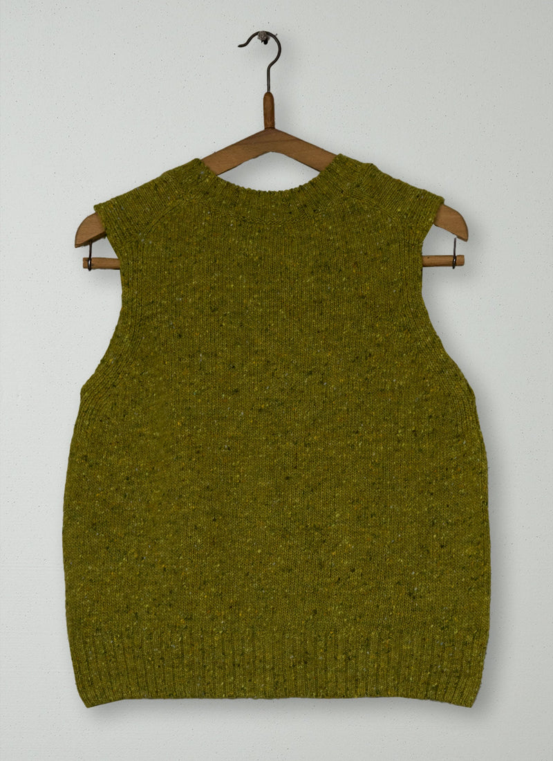 Reworn Donegal Merino Tank Size S (541) | Lime