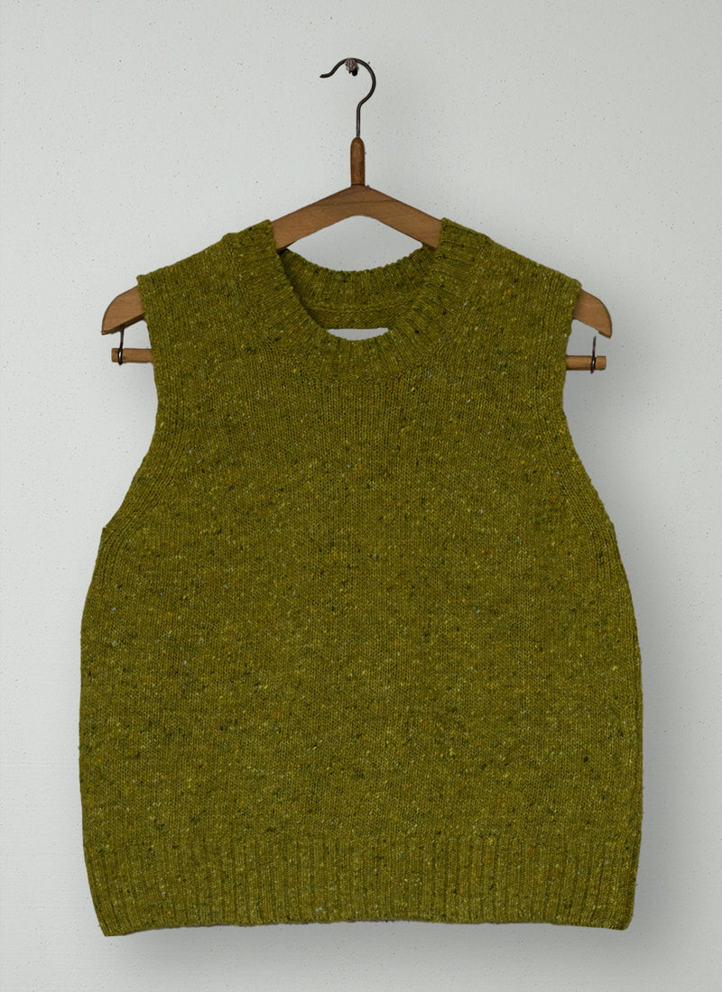Reworn Donegal Merino Tank Size S (541) | Lime