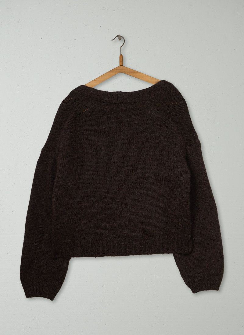 Reworn Alpaca Blend Cardigan Size S (759) | Brown