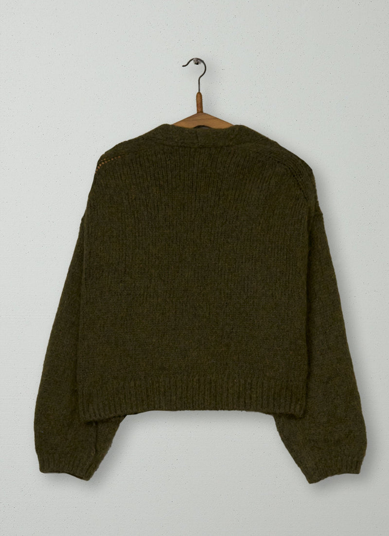 Reworn Alpaca Blend Cardigan Size S (534) | Olive