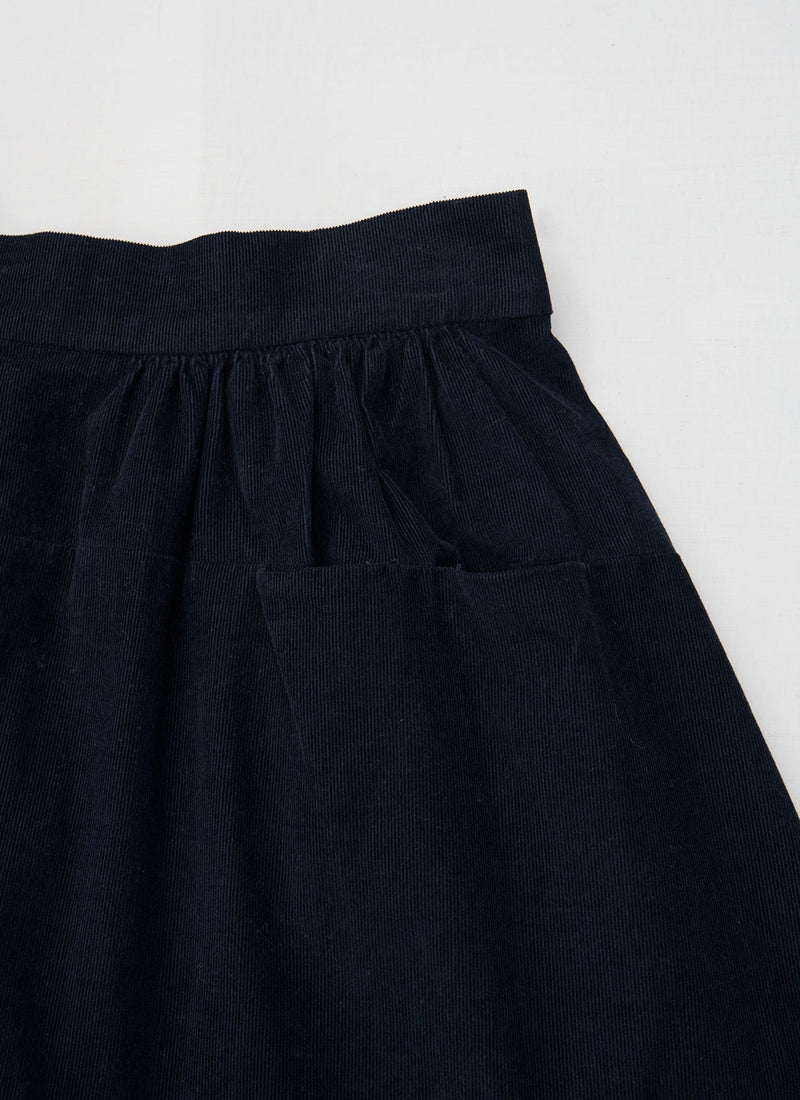 Reworn Needlecord Skirt Size 12 (202) | Slate Blue