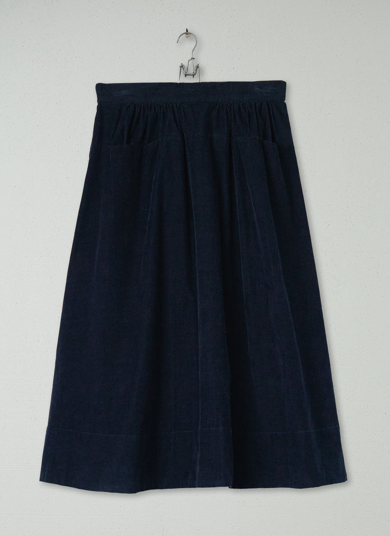 Reworn Needlecord Skirt Size 12 (202) | Slate Blue