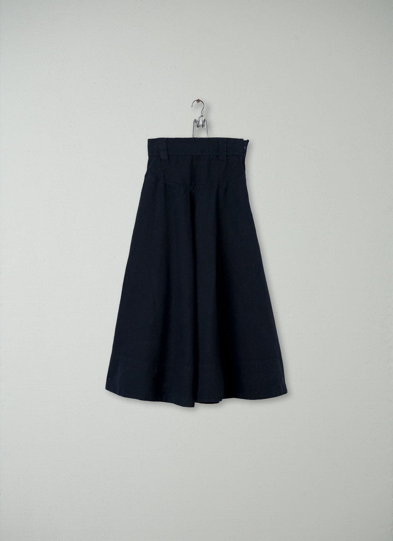 Reworn Cotton Linen Circle Skirt Size 6 (049) | Slate