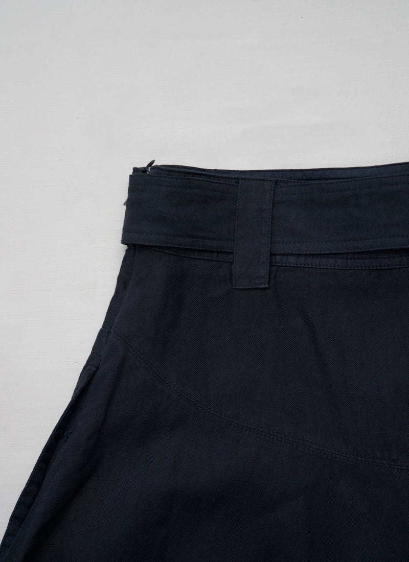 Reworn Cotton Linen Circle Skirt Size 6 (237) | Slate