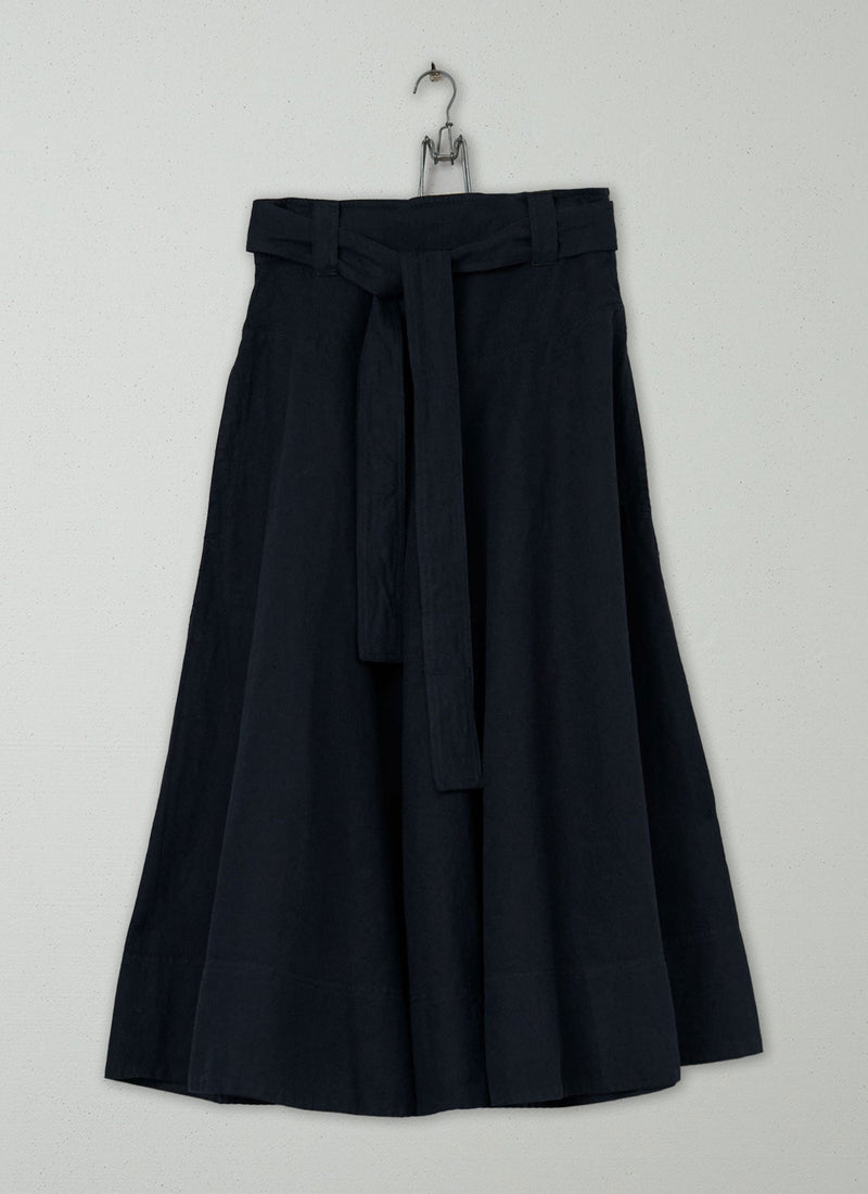 Reworn Cotton Linen Circle Skirt Size 8 (256) | Slate